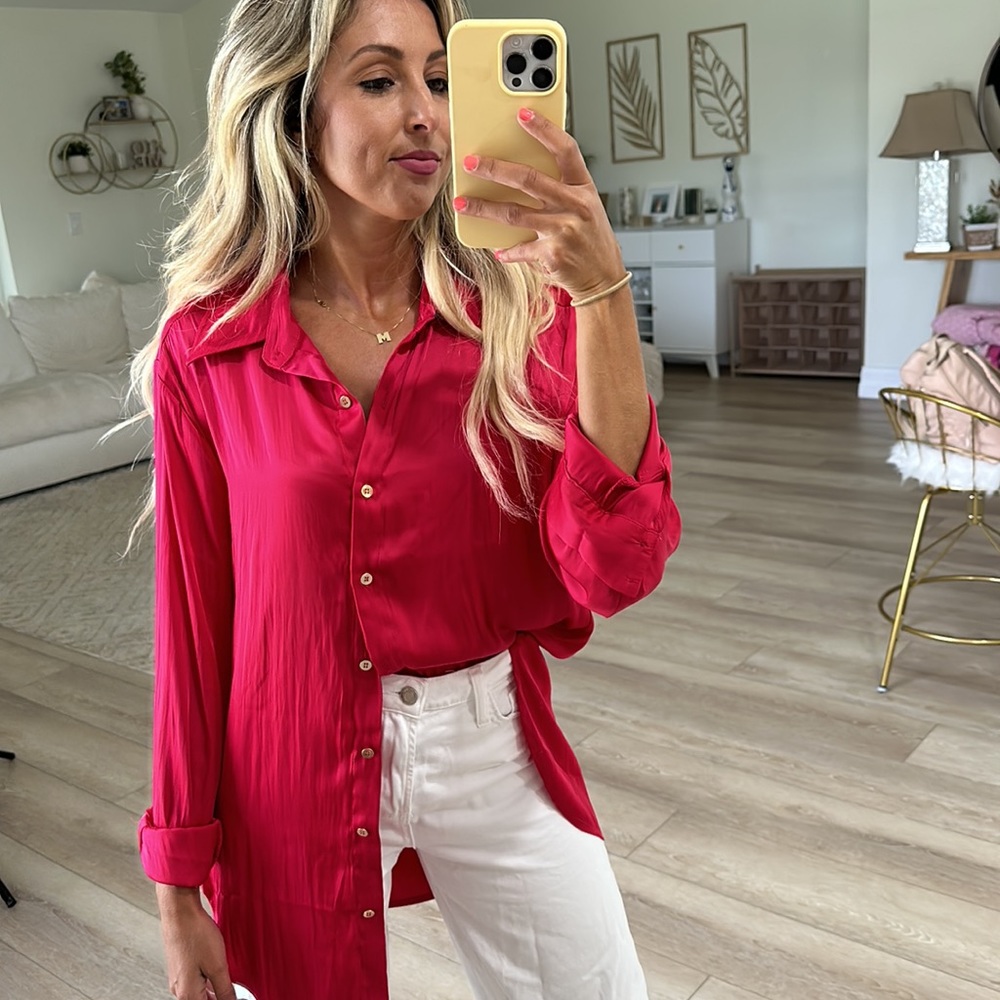 Pink Button Down Top